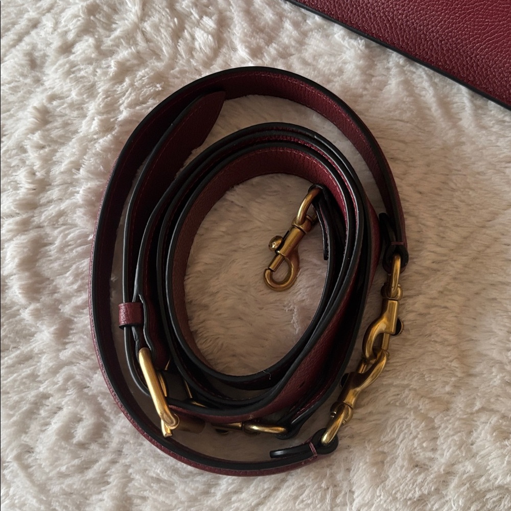 Coach Wine Red Crossbody Bag with Gold Accent - Picture 6 of 10
